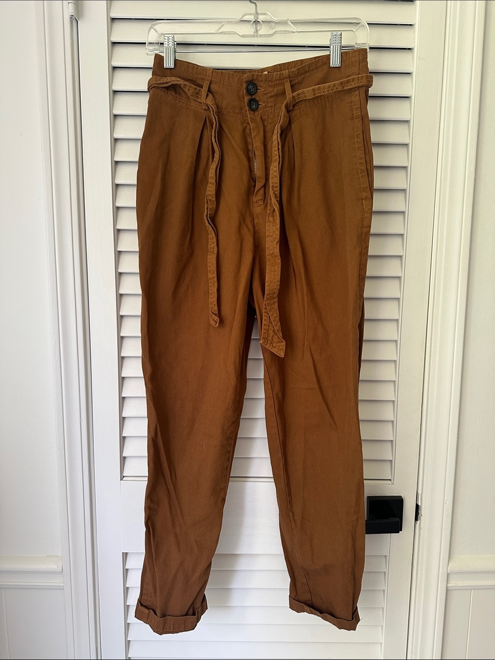Free People Rust Brown Tie-Waist Trousers